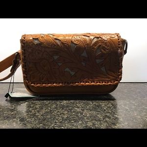 Alexis David Hand Tooled Leather Purse Red-Yellow